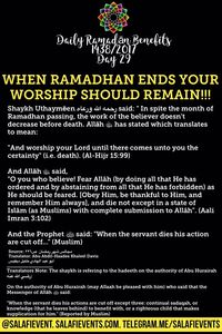 When Ramadan ends your worship should remain #Allah #Quran #hadeeth #sunnah #quranverse #quranquotes #muslim #islam #islamicquotes #dua #islamicreminders #muslimpins #SubhanAllah #Alhamdulilaah #Bismillah #Islamicpins #islamicinfo #tawheed #aqeedah #tawakkul #taqwa #salafy #salafi #salafiyyah #manhaj
