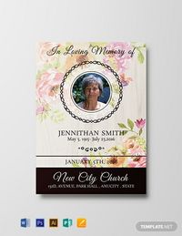 Floral Funeral Thank You Card Template