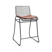 Tig Counter Stool with Brown Leather Cushion + Reviews | Crate and Barrel