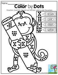 Color by Dots! Great for counting, number sense and color word recognition! TONS of Back to School printables!