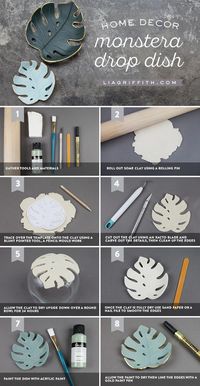 Make a simple DIY monstera drop dish for your home #diydecorating