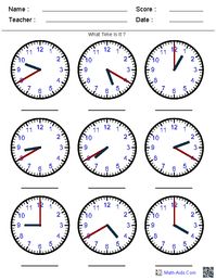 various time worksheets... has a worksheet randomizer... every time you click create you get a different worksheet!