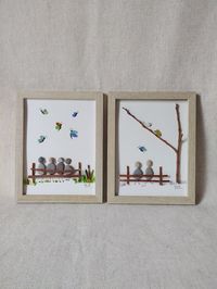 Set of 2 pebble pictures