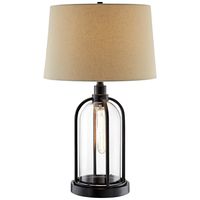 Anton Black Metal Clear Glass Night Light Table Lamp - #42C87 | Lamps Plus
