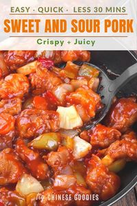 Sweet and sour pork is so easy and quick to make at home. This easy sweet and sour pork recipe only takes 4 steps to make your dinner in less than 30 minutes. It's so much healthy and less oily than take-out. Best for busy moms and family-friendly. #Pork #ChineseTakeOut #ChineseRecipes