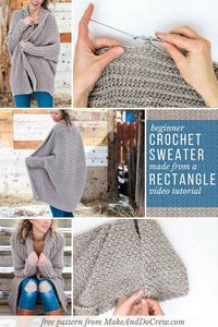 Learn how to crochet this simple beginner crochet sweater with this great video tutorial. #crochetutorial #videotutorial #freecrochetpattern #crochetsweater via @freecrochettuts