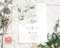 Greenery Wedding Program Fan Editable Download Template | Etsy