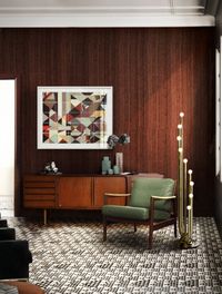 Geometrical shapes and stark silhouettes offset by plush padding is a defining characteristic of furniture from this era. Another important aspect of mid-century modern is use of mixed materials such as wood, plastic, brass, etc – all of which are brought together harmoniously. Image courtesy, Covet House