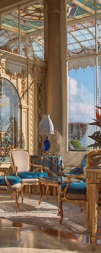 opulent solarium. Old World European home