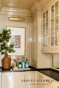 ASHLEY GILBREATH INTERIOR DESIGN: Cheers to one of our favorite bars! Custom laquer cabinets, soapstone countertops, and original artwork!