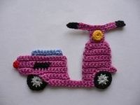 Motorroller - Häkelapplikation Mehr #crochetapplicates Motorroller - Häkelapplikation Mehr