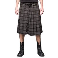 Kilt classique en tartan gris pour un look très old school. Se ferme avec deux boucles réglables. 100% Polyester