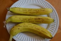 Secret message bananas: write on them with toothpicks and as the day goes on message appears...when you pack a kiddie's lunch!