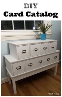 DIY Card Catalog Makeover - Annie Sloan Pure White painted card catalog - Thrift Diving