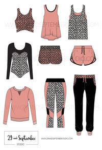How to Start an Activewear Line | How to Launch a Sports Clothing Collection | Activewear inspiration | technical drawings for fitness apparel by 29andSeptember Studio who can help you start a fashion label.