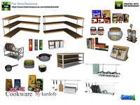 Various decorative objects to create disorder in the kitchen, there are also two sets of corner shelves, one on the right and one on the left and an auxiliary kitchen island, with many support...