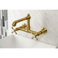 Kingston Brass KS7247AX 8-Inch Center Wall Mount Bathroom Faucet, Brushed Brass | KingstonBrass.com
