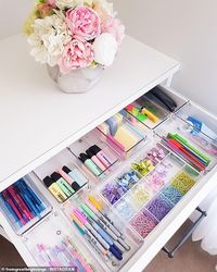 Woman shares how she transformed a cupboard into a stunning stationery nook | Daily Mail Online
