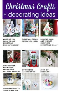 Christmas or Winter crafts to make with the family. Snowmen ornaments, upcycled crafts, snow globes, decorating ideas and more.