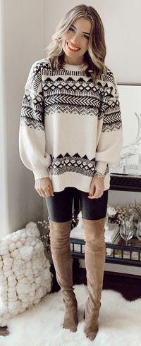 black and white sweater