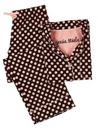 JESSIE STEELE PRETTY IN PLAID Pajama SET PINK WHITE Button Down Top Long Pants JESSIE STEELE PRETTY IN PLAID Pajama SET PINK WHITE Button Down Top Long Pants