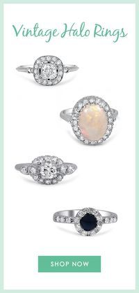 Sparkling halos encircle the center gems of these timelessly beautiful antique and vintage designs.