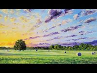 Hay Bales Landscape Acrylic Painting LIVE Tutorial - YouTube
