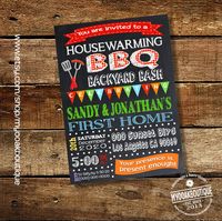 BBQ party housewarming invitation house warming barbecue open house invite new home digital printable invitation 13604 by myooakboutique on Etsy