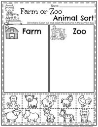 Farm or Zoo Animal Sorting Worksheets - Preschool Farm Theme #preschool #farmtheme #springpreschool #preschoolworksheets #preschoolfun #springworksheets
