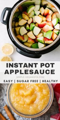 Healthy, homemade applesauce recipe made right in your Instant Pot (or slow cooker). Forget store bought, it’s so easy and incredibly delicious when made at home with no sugars added, you’ll want to make it again and again! #instantpot #applesauce #thesimpleveganista #noadditives #nosugar #healthyreicpes #veganrecipes #slowcooker #crockpot #cleaneating