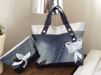Sac " Charme " en jean et simili : Sacs à main par sur-fil