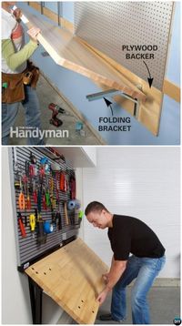 DIY Wall Mount Folding Work Bench- #Garage Organization and Storage DIY Ideas Projects