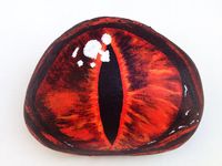 Hand Painted Rock, Pebble, Stone, Dragons Eye, Red, Fire, Myth, Legend, Fantasy.