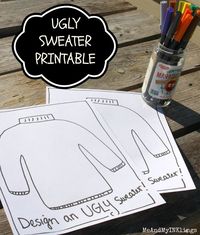 When one of my kids asks if we can make ugly sweaters for Halloween like we did last Christmas, I say….OF COURSE. I mean, what a great idea. This ugly sweater printable for Halloween is sup…