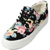 Women Vintage Floral Bottom Thick Canvas Flat Shoes