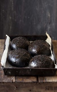 Black brioche burger buns
