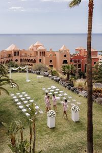 Our gorgeous #bridesmaids doing a practice run down the aisle of this gorgeous ceremony at a five star #hotel in #tenerife #weddingceremonyideas #weddingceremony