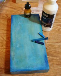 Diane Salter - A New Step-by-Step Tutorial for 2015 including the use of Gelli painted papers! Next, for my background-- I got out my inktense blocks--these are great--a very intense watercolor stick, but I used gesso (any gesso, it doesn't matter) instead of water--I like the effect that you get when you use the gesso. Also a little acrylic ink here and there--this was the first layer.