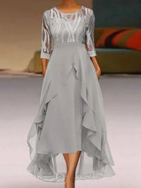 Find Casual Print Panel Crew Neck Lace Party Midi Dress online store. You can buy latest fashion Midi Dresses from ninacloak.com with worldwide shipping.