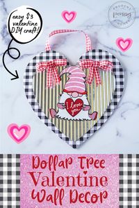 Give your home a romantic makeover for Valentine's Day on a budget with this $3 Dollar Tree DIY Valentine's Day Decoration. All of the items for this DIY Dollar Store valentine craft came from Dollar Tree except the scrapbook paper. This DIY valentine decoration only costs $3.50 and takes less than 10 minutes to make so it's a super easy valentine craft to make for adults.