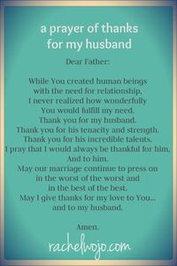 a prayer of thanks for my husband