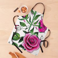 Get my art printed on awesome products. Support me at Redbubble #RBandME: https://www.redbubble.com/i/apron/Tattoo-roses-by-jayfoldsfive/139288201.6ZXWR?asc=u