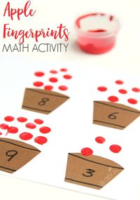 Kids will love this Apple Fingerprint Math Activity that is perfect for building fine motor development and math skills this Fall. via /lifeovercs/