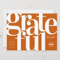 Grateful Modern Orange Business Holiday Card Size: 5.5" x 7.5". Color: Matte. Gender: unisex. Age Group: adult.