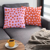 Throw Pillow Case Pink on Red Disco Polka Dots - Etsy