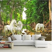 3D Forest Unicorns Wallpaper for Walls Mythical Unicorn Wall Mural