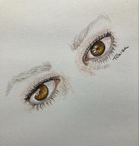 A little practice drawing my own eyes before I actually do a self portrait. Medium: colored pencils