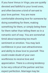 Venus in Virgo (Shannon) Part One