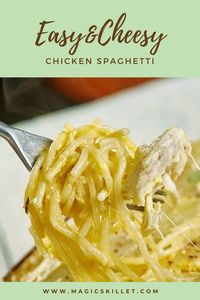 A simple, hearty, and comforting slow cooker meal. This Cheesy Chicken Spaghetti is a great family dinner for a busy weeknight!
