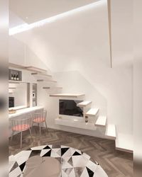 Diseño de monoambiente pequeño. Muy buen uso del espacio.